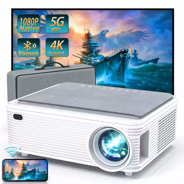 WISELAZER 4K 5G WiFi Hjemmekino Full HD Native 1080P, 9500 Lumens